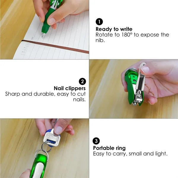 Mini Foldable Nail Clipper Ballpoint Pen