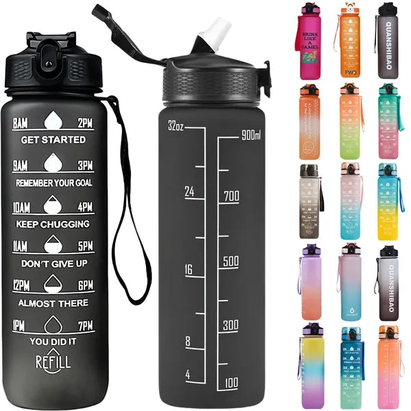34oz Motivational Water Sport Bottle With Time Marker
