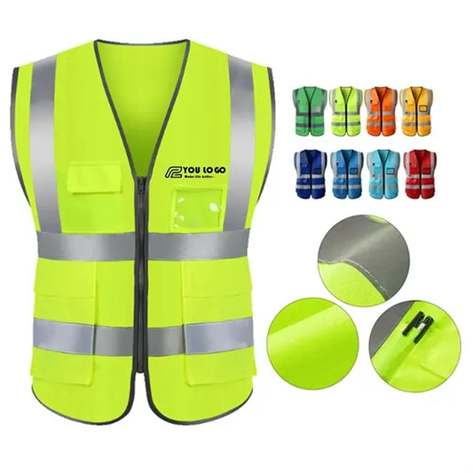 Knitted HiVis Work Vest Reflective Stripes and ID Pocket