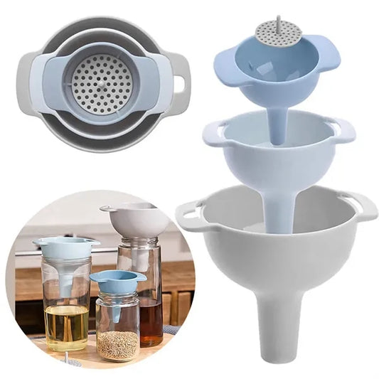 Stackable Plastic Funnel Set with Filter