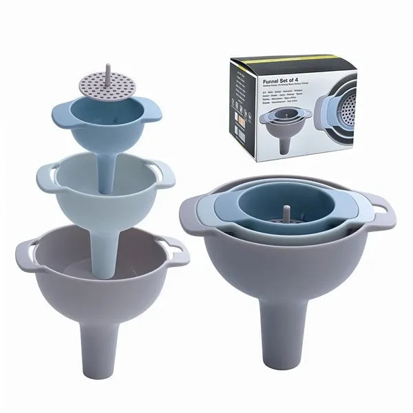 Stackable Plastic Funnel Set with Filter