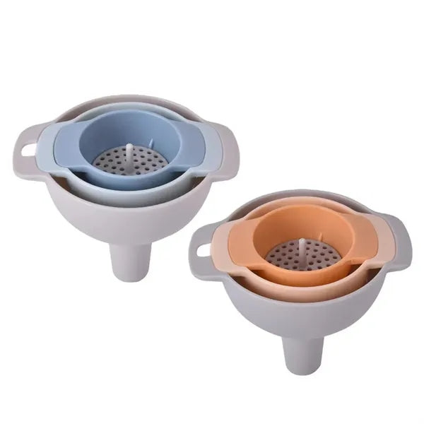 Stackable Plastic Funnel Set with Filter