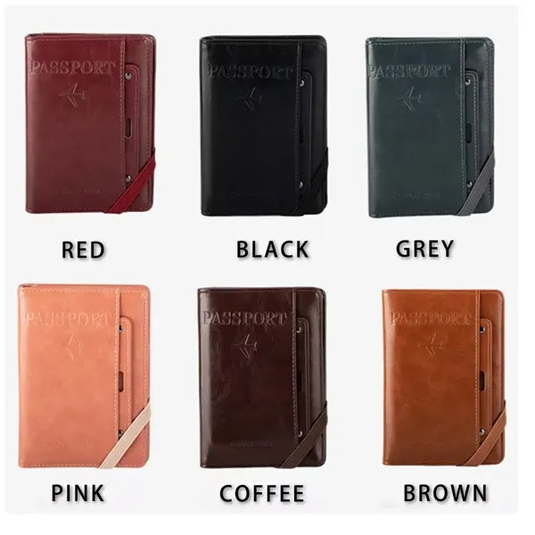 RFID Safe Passport Holder PU Leather Multiple Colors