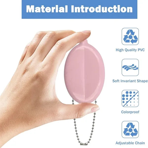 Oval Squeeze Coin Holder with Chain