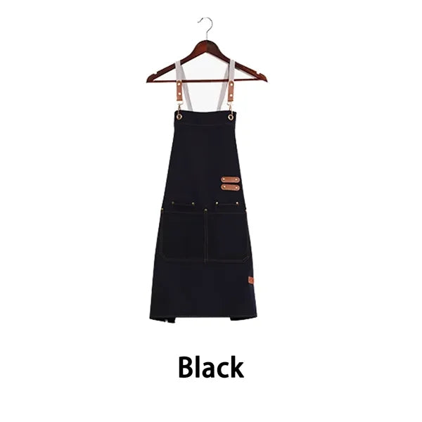 Chef Apron Adjustable Cross Back Large Pockets Waterproof