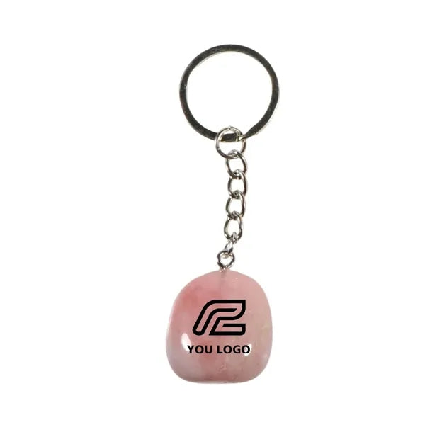 Natural Tumbled Crystal Stone Bead Keyring Chakra Keychain