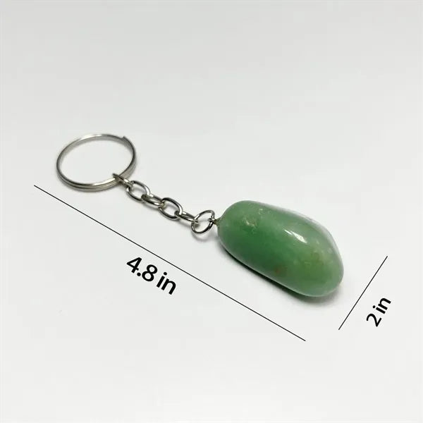 Natural Tumbled Crystal Stone Bead Keyring Chakra Keychain