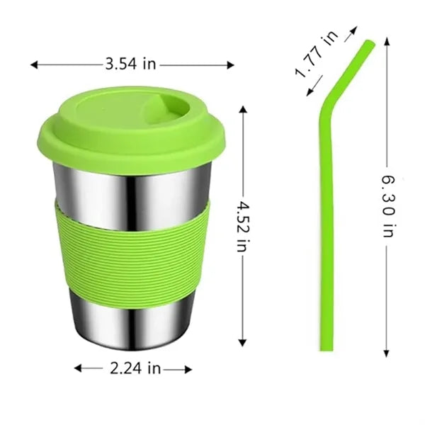 Stainless Steel Car Silicone Rainbow Cup With Holder