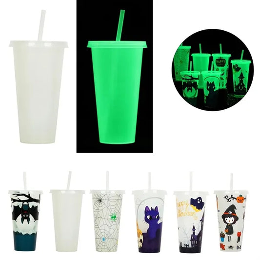 24 oz Halloween Glow In the Dark Straw Color Changing Cup