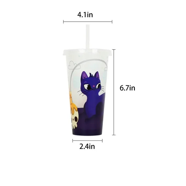 24 oz Halloween Glow In the Dark Straw Color Changing Cup