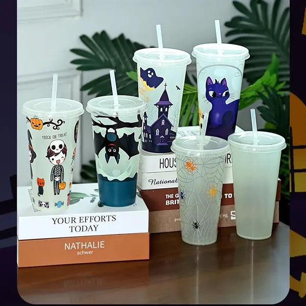 24 oz Halloween Glow In the Dark Straw Color Changing Cup