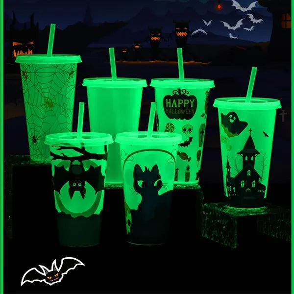 24 oz Halloween Glow In the Dark Straw Color Changing Cup