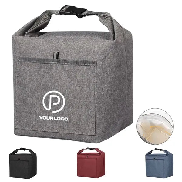 Insulated roll-top lunch tote bag large durable oxford