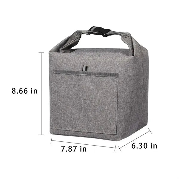 Insulated roll-top lunch tote bag large durable oxford