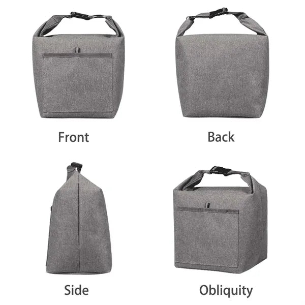 Insulated roll-top lunch tote bag large durable oxford