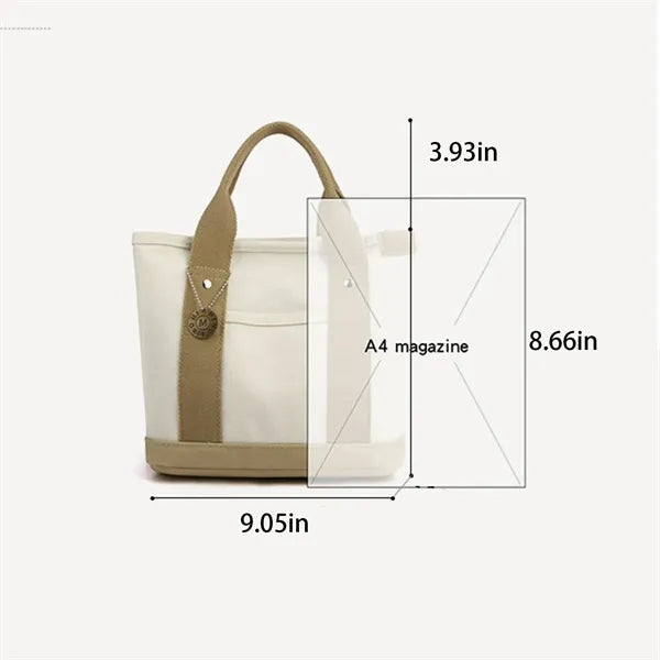 Small Canvas Crossbody Tote Bag With Zipper