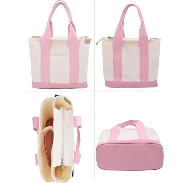 Small Canvas Crossbody Tote Bag With Zipper