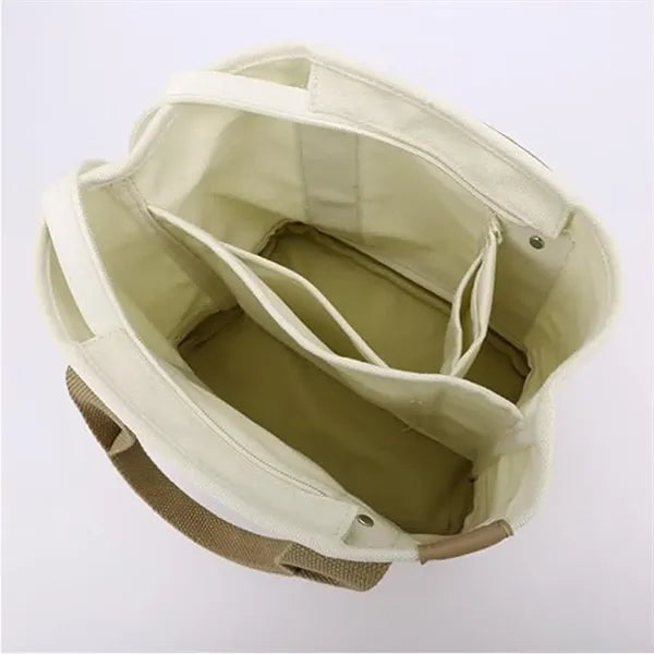 Small Canvas Crossbody Tote Bag With Zipper