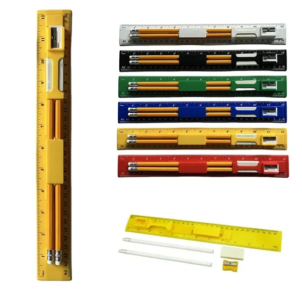 4 in 1 Stationery Set With Pencil Eraser Ruler Sharpener