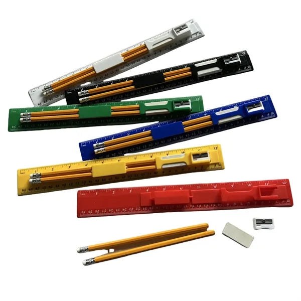 4 in 1 Stationery Set With Pencil Eraser Ruler Sharpener