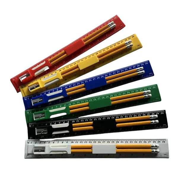 4 in 1 Stationery Set With Pencil Eraser Ruler Sharpener