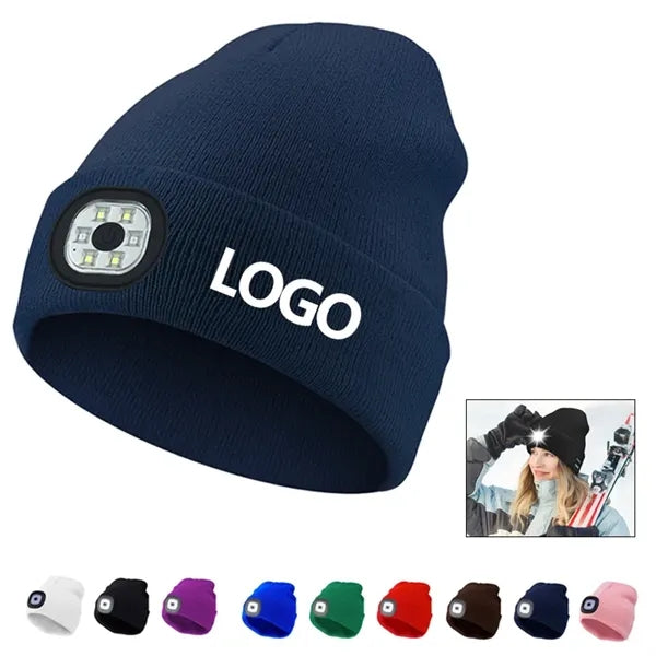 LED Beanie Hat with Built-In Light