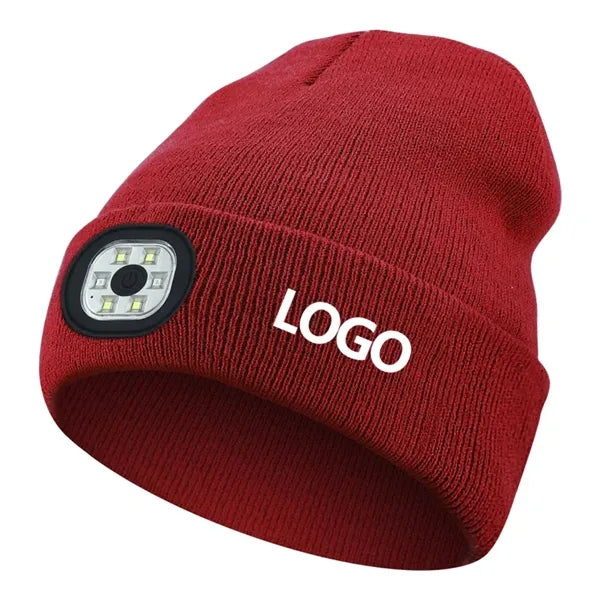 LED Beanie Hat with Built-In Light
