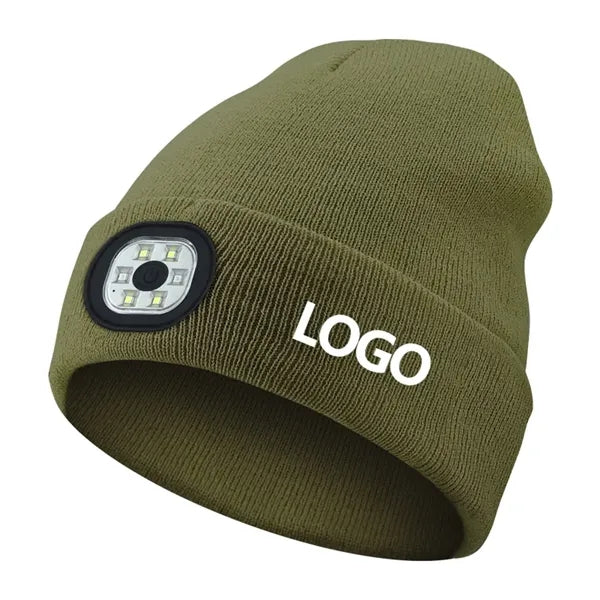 LED Beanie Hat with Built-In Light