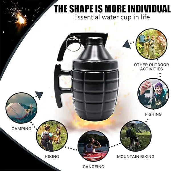 11.8Oz Grenade-Shaped Ceramic Mug With Lid