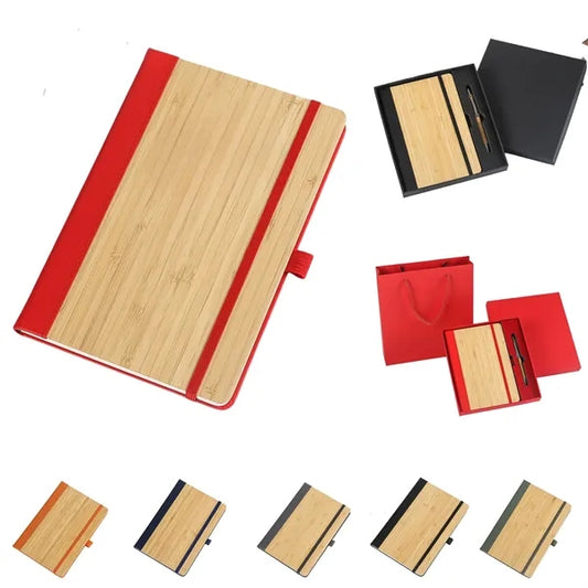Elegant Bamboo Notebook With Pen Holder And Bookmark Band