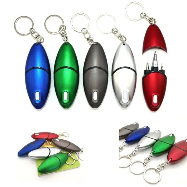 Multi-Function LED Screwdriver Ballpoint Pen With Keychain