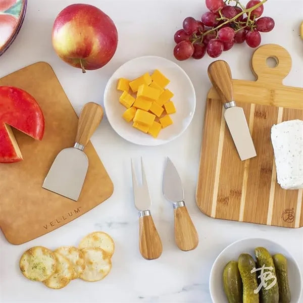 4-Piece Stainless Steel Cheese Knife Set With Wooden Handles