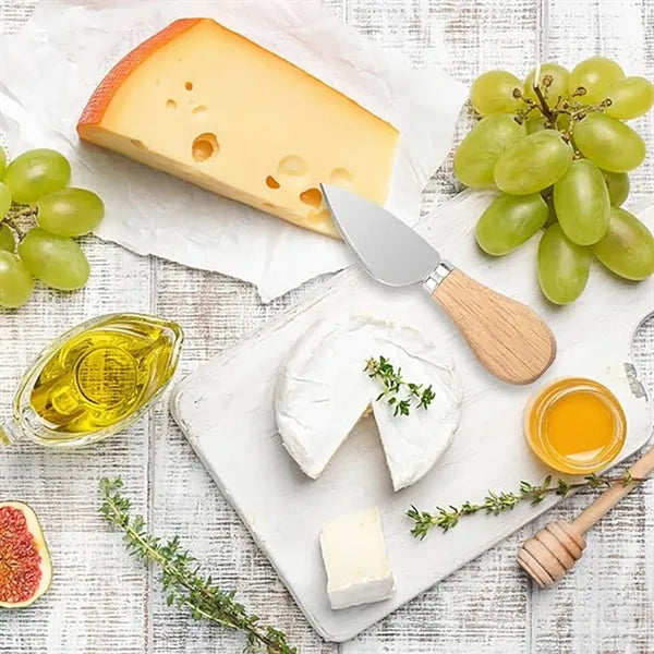 4-Piece Stainless Steel Cheese Knife Set With Wooden Handles