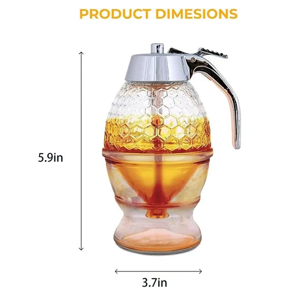No Drip Honeycomb Glass Dispenser For Honey And Syrups