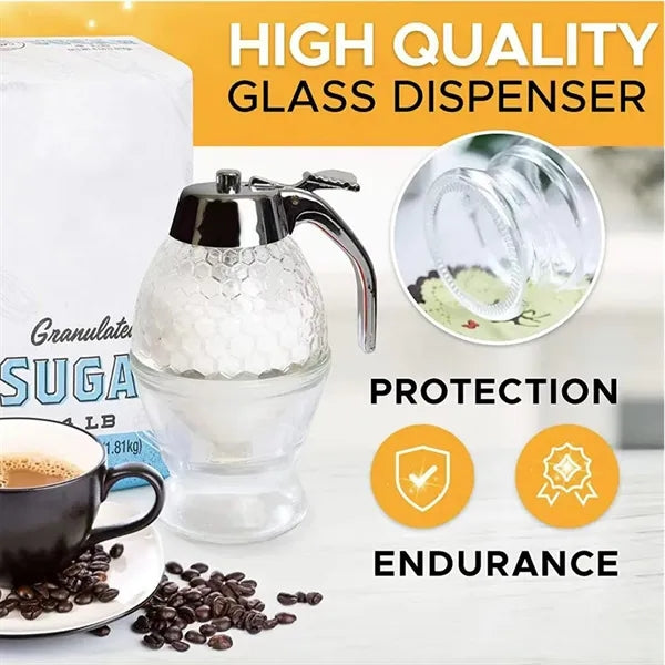 No Drip Honeycomb Glass Dispenser For Honey And Syrups