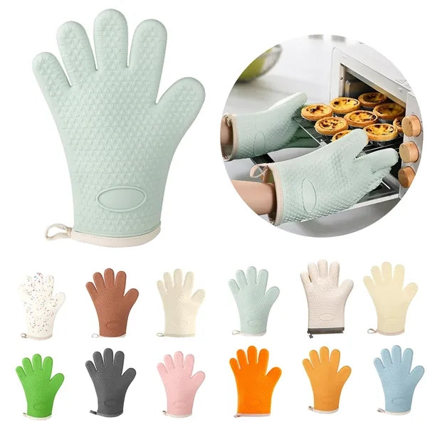 Silicone Oven Mitts With Fingers Waterproof And Non-Slip