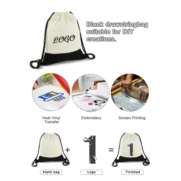 Twintone Recycled Cotton Drawstring Bag