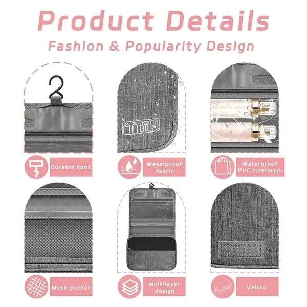 Travel Cosmetic Toiletry Bag with Hanging Hook