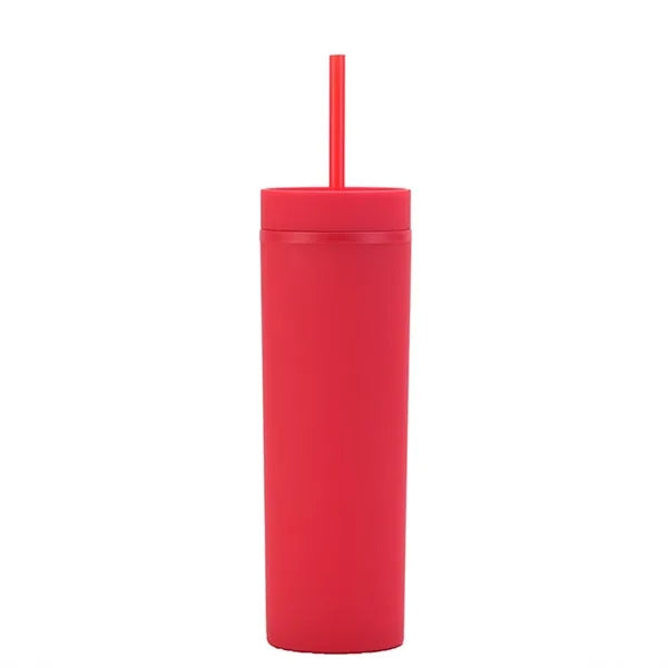16oz Double Straight Straw Cup Macaron-color Water Bottle