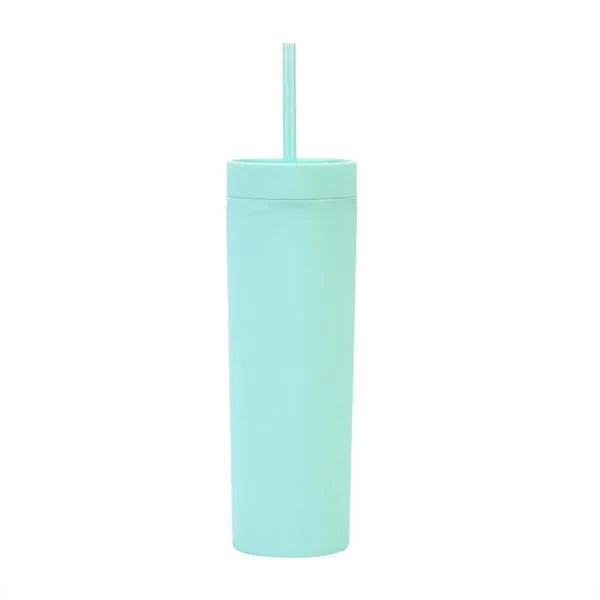 16oz Double Straight Straw Cup Macaron-color Water Bottle