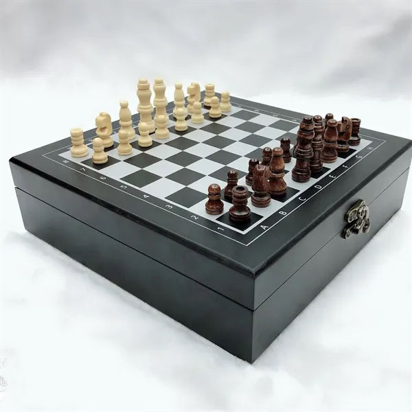 Portable 4-in-1 Wooden Chess Domino Poker Dice Set