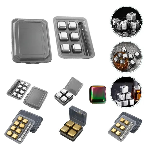 Stainless Steel Whiskey Stones With Tongs For Chilled Drinks