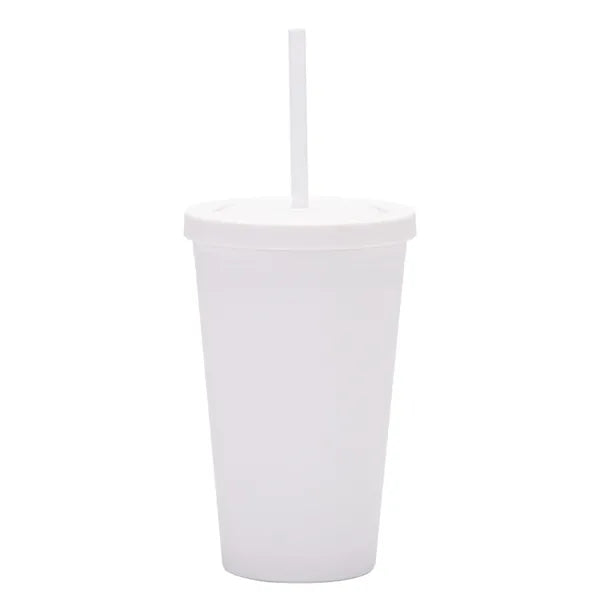 New Candy-color Double Plastic Straw 16OZ Drinking Cup