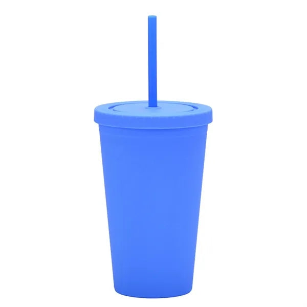 New Candy-color Double Plastic Straw 16OZ Drinking Cup