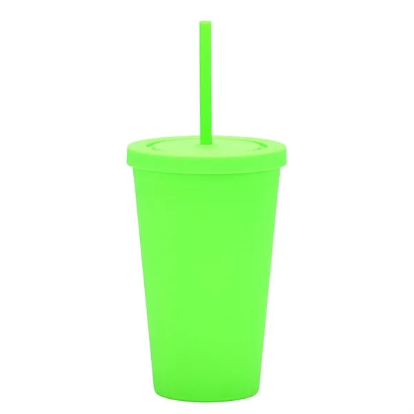 New Candy-color Double Plastic Straw 16OZ Drinking Cup