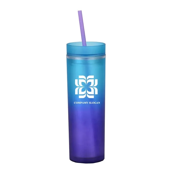 16oz Gradient Rainbow Color Strawing Mug