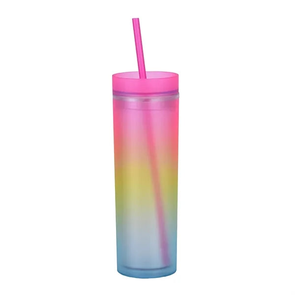 16oz Gradient Rainbow Color Strawing Mug