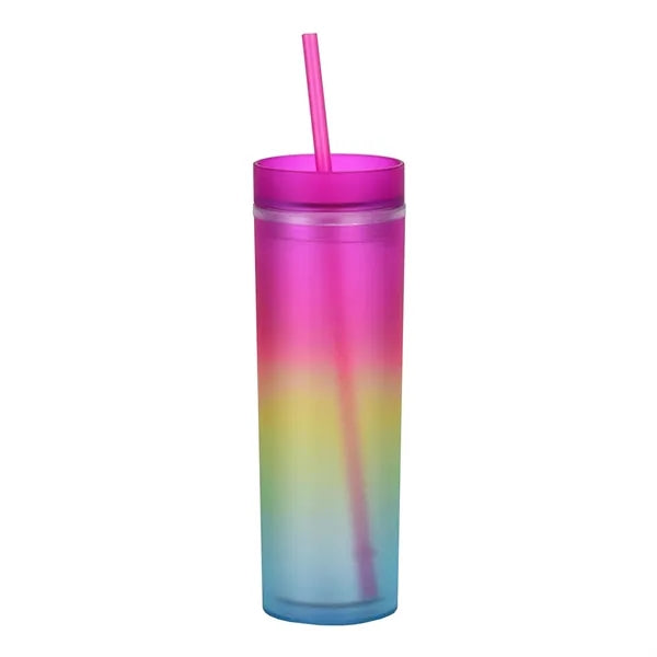 16oz Gradient Rainbow Color Strawing Mug