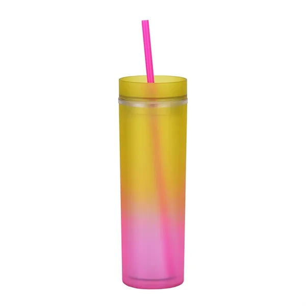 16oz Gradient Rainbow Color Strawing Mug