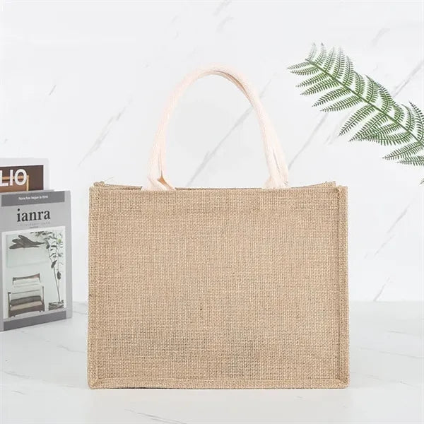 Jute Tote Bag W/cotton Webbing Handle